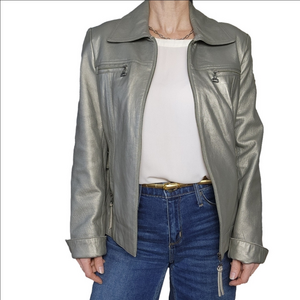 Tribal Silver Leather Jacket